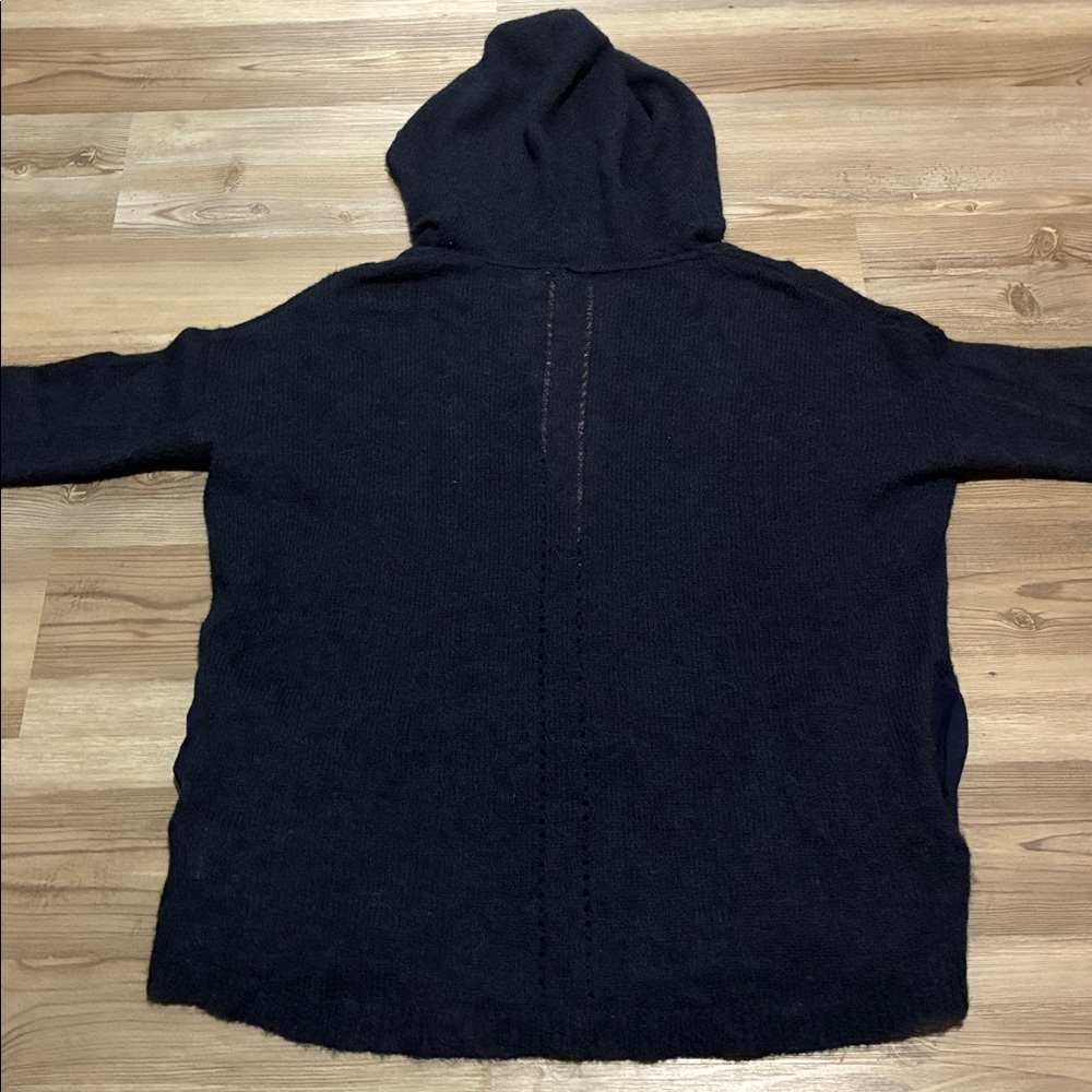 Anthropologie Moth Navy Blue Hooded Cardigan Sweater Single Snap Alpaca blend S - Picture 5 of 13